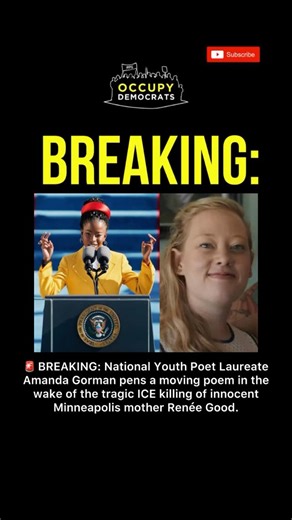 Occupy Democrats on Instagram: "🚨BREAKING: National Youth Poet Laureate Amanda Gorman pens a moving poem in the wake of the tragic ICE killing of innocent Minneapolis mother Renée Good. Gorman is perhaps best known for writing and delivering her poem “The Hill We Climb” at President Joe Biden’s inauguration. Now, her words come to us as our country is torn apart by MAGA fascism... “For Renee Nicole Good Killed by I.C.E. on January 7, 2026.” by Amanda Gorman They say she is no more, That there h