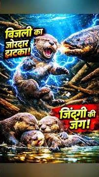 पानी के मासूम नेवले VS बिजली छोड़ने वाली मछली। 😱😱#animalshorts #forest #animals #shorts #animalstyle