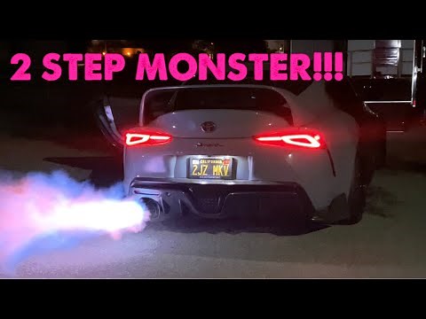 2JZ A90 2020 Supra hits DYNO! Crazy 2 STEP & Anti Lag! 300 FT BURNOUT!