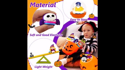 24 Pack Halloween Party Favors Filled with Squishy Toys,Slow Rising Squishy Toy with Fillers,Cute Stress Relief Squeeze Toys for Kids Gifts,Birthday,Class Prizes,Goodie Bags Stuffers