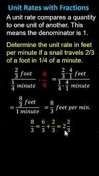 Determine Unit Rates with Fractional Values - Speed and Recipe (7RPA1)