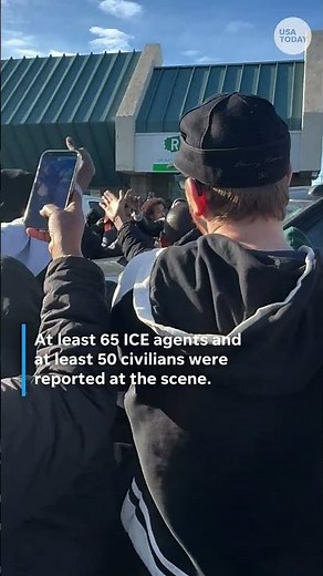 Crowd hits ICE vehicle with snowballs in tense confrontation
