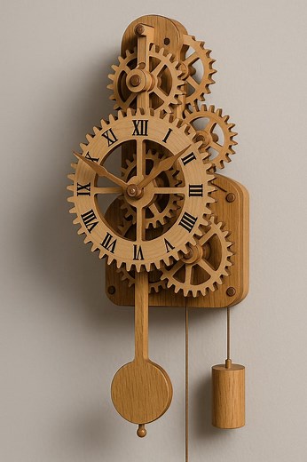 DIY Mechanical Wooden Clock Plan: Pendulum Gear Clock Blueprint - Etsy