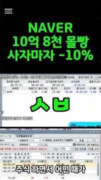 NAVER 10억 8천 몰빵 사자마자 -10%