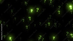 Animation Of Glowing Question Mark Over Black Background, Blinking Question Mark Flying On Black Background. question Mark Icon Floating On Screen