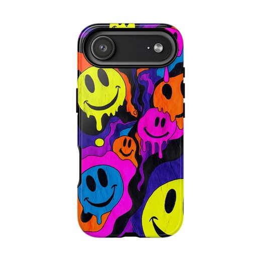 Psychedelic Melting Smiley Faces Phone Case Colorful Abstract Pattern | Tough Phone Case| iPhone 17- XS MAX, Samsung Galaxy S25- S20 Ultra - Etsy