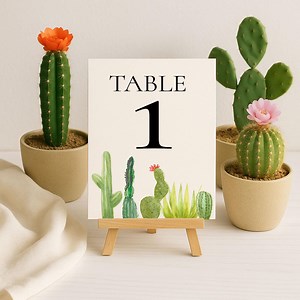 Cactus Table Number Signs, Wedding Seating Cards, 4x6" 5x7" Printable (jettemplate, Instant Download) - 0022 - Etsy