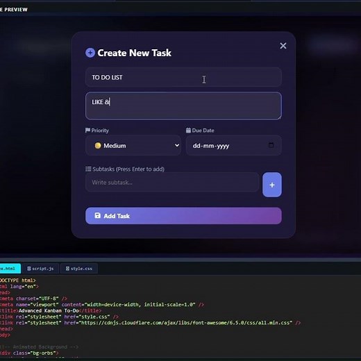 Build a Modern To-Do List Website | HTML CSS JavaScript | Kanban Board UI