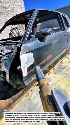 Sandblasting Car Body Panel | Paint, Filler, and Rust Removal Process.
