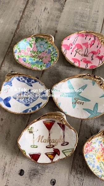 shell ring dishes 🍸🐋🦩 #bridesmaids #giftideas #shells #coastaltown #viral
