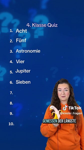 Stell dein Wissen im 4. Klasse Quiz auf die Probe