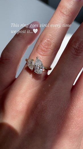Unique Toi et Moi Engagement Ring with Pear-Cut Stones