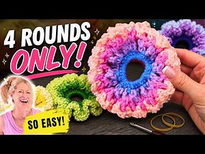 ONLY 4 ROUNDS! Easy Ruffle Crochet Hair Scrunchie Pattern