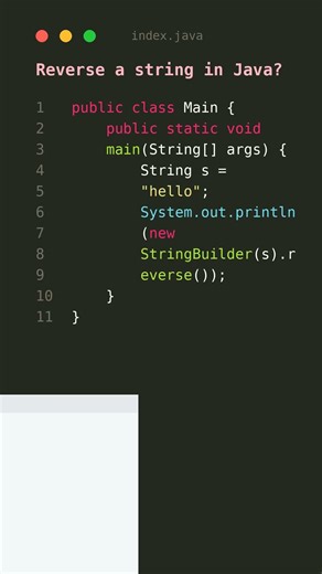 Reverse String in Java — One Line Trick! #shorts #java
