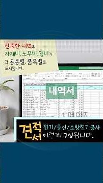 내역서는 이렇게 구성됩니다 #내역서 #총괄표 #노임근거 #일위대가 #원가계산서 #합산자재 #단가조사서 #shorts