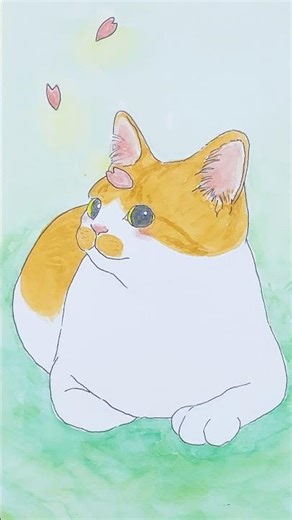 桜の花びらとねこ🐱🌸 #cat #drawing #猫 #イラスト