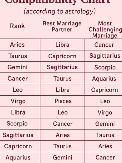 Zodiac Marriage Compatibility Chart Revealed