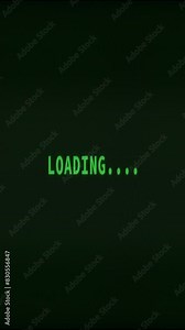 Loading animated icons Cycling loading Downloading tab Retro screen text Pixelated progress animation Loading transfer in the black background Vertical video footage