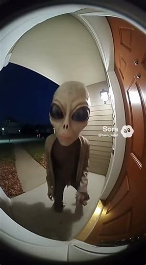 AI: An Alien kicking down door demanding money. #AI. #house. #alien. #ufo. #funny.