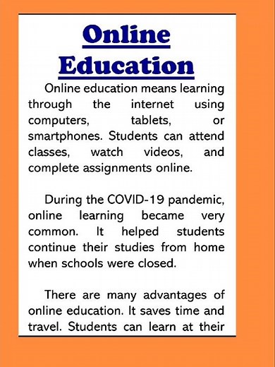 Online Education Essay Writing in English 150 Words Paragraph or Composition