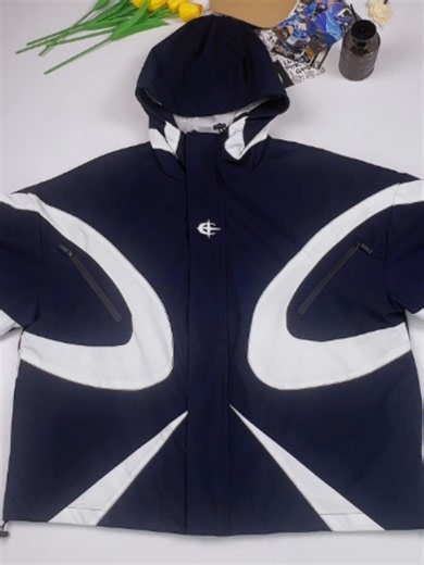 Y2K Futuristic Techwear Jacket – Grey & White Windbreaker
