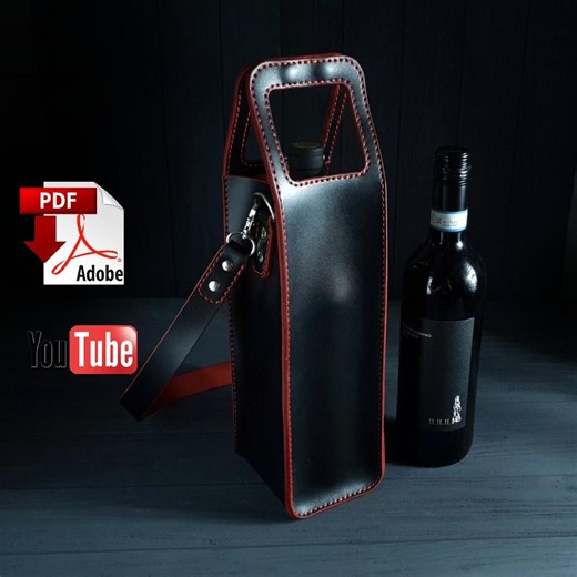 Leather Wine Tote Bag Pattern: DIY Bottle Holder (PDF) - Etsy