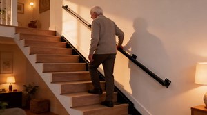 6FT Stair Railing Indoor, Black Metal Wall Mounted Handrail for Stairs, 500lbs Load Capacity Industrial Pipe Hand Rails for Indoor Stairs/Outdoor Use/Home/Loft/Porch/Deck, Rust-Resistant (Iron 6FT)