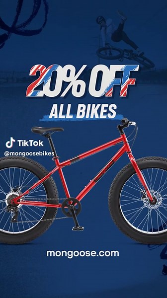 Long weekend. Big savings. Memorial Day deals with 20% off all bikes on Mongoose.com! Shop now through 5/26—get it while it lasts. Use promo code SALE20 to save! #MemorialDayDeals #BikeSale #OutdoorAdventure #WeekendVibes #MongooseBikes