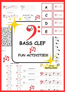 Learn the Bass Clef Music Notes – Activities Bundle Flashcards - Music Printables - Etsy