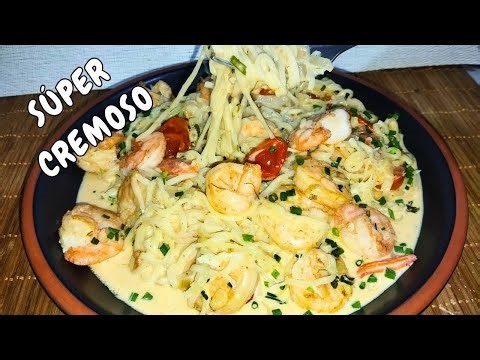 Noodles with Shrimp in Cream Sauce | Easy, Creamy and Delicious Recipe 🦐🍝