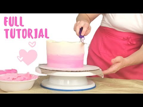 Easy Pink Ombre Cake Tutorial for Beginners, Frosting Finisher Rolly Tool (Evil Cake Genius) Review