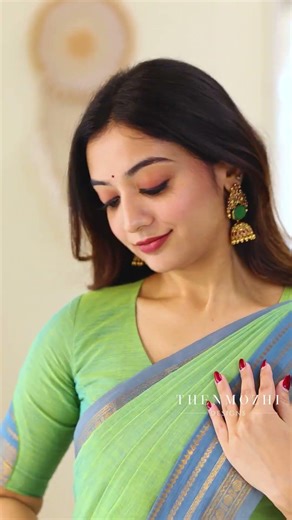 Pistachio Green | Slate Blue Chettinad Cotton | Shop @ www.thenmozhidesigns.com