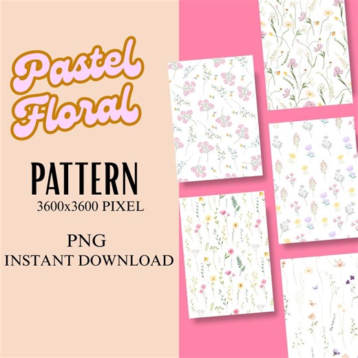 Pastel Floral Pattern PNG | Seamless Flower Background Digital Paper (instant Download) - Etsy