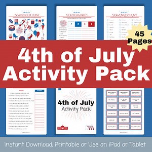 4th of July Activity Pack, 45 Pages of Activities for Kids
