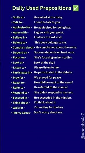 20 Common Appropriate Prepositions List For Daily Use ✅ #preposition #english #vocabs #learnenglinsh