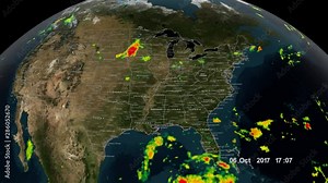 A map simulating Hurricane Nate as it makes landfall on the Northern Gulf Coast of American, 2017