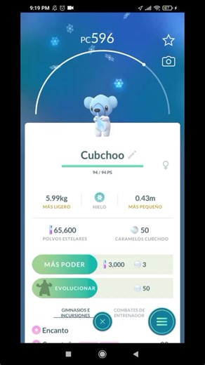 Evolución de Cubchoo en Pokémon GO