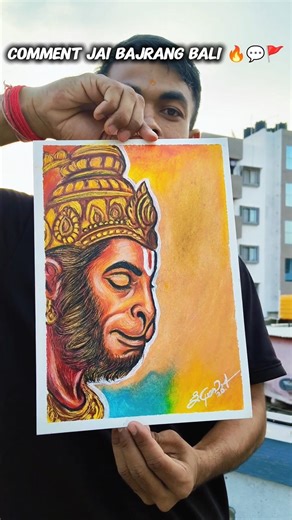 Hanuman Ji Drawing Oil Pastel 🔥 #shorts #hanuman #art #drawing