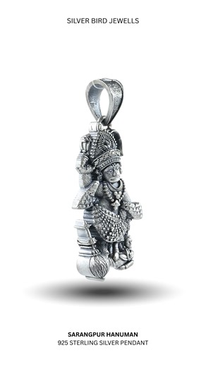 Silver Bird Jewells on Instagram: "Invoke divine strength and fearless devotion with the sacred Sarangpur Hanuman Crafted in pure 925 sterling silver, this pendant symbolizes protection, courage, and unwavering faith. A powerful piece for those who walk the path of bhakti with pride. ✨🔱 #SarangpurHanuman #HanumanPendant #925SterlingSilver #DivineJewellery #SpiritualStyle"