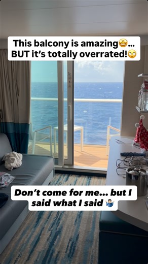 Adventures In Retirement on Instagram: "Balcony cabins are the most overrated thing on a cruise. Yeah, I said it. I’m standing here in my balcony cabin thinking this looks nice… but it cost an extra $1200. Sure, the views are great, but I don’t get the hype. Some people say they need it for their morning coffee, reading, or quiet time. Me? I think it’s boring. Nice? Yes. Worth it? Absolutely not. So what about you? Are you Team Balcony or Team Anywhere-as-long-as-you’re-cruising? Please tell me 