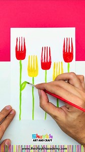 🌷✨ Let’s Make a Tulip Flower Art Using a Fork! 🎨🍴 | Creative Fork Painting for Kids 💖 Get ready for a fun and unique painting idea! 😍✨ This Tulip Flower Fork Art uses simple fork impressions to create beautiful tulip flowers — a perfect blend of creativity and play! 🎨🌷 In this reel, you’ll learn step by step how to dip a fork in paint and press it on paper to make colourful tulip flowers 🌈🍴 — an easy and exciting art activity for kids, beginners, and craft lovers. 💫 Perfect for classro