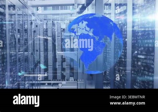 Data stream starting hologram globe rotating over racks drawing links pulsing dots showing network. Virtual, sphere, topology, bluish, hud, circuitry, grid Stock Video Footage - Alamy