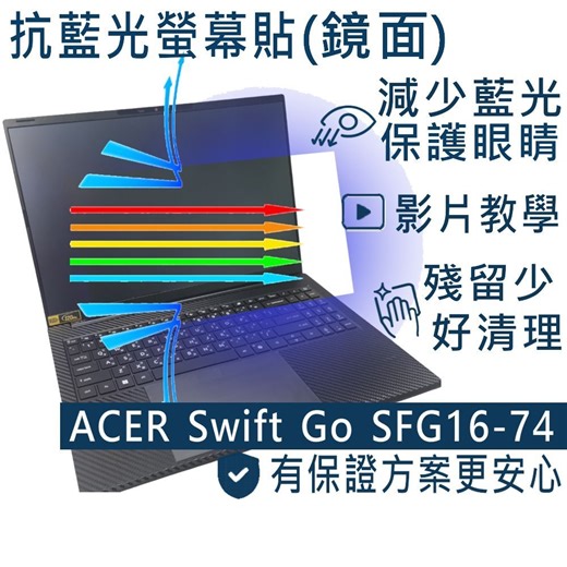 EZstick ACER Swift Go SFG16-74 系列適用 防藍光螢幕貼 DIY包膜 | 筆電螢幕防窺片 | Yahoo購物中心