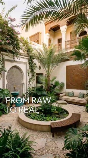 Moroccan Riad Courtyard Transformation: Fountain, Lily Pond & Tropical Oasis #designinspiration