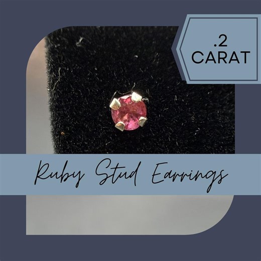 Petite Ruby Stud Earrings | Sterling Silver, .20 CTW - Etsy
