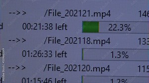 Upload or download progress indicator bar on computer LCD screen. Loading in percentage. Data uploaded on a computer screen. Transfer file Stock ビデオ