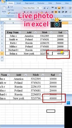 camera tool in excel | live photo | excel tricks 2026 # shorts