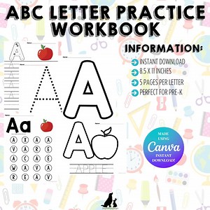 ABC Letter Book for Pre-k – Tracing, Coloring, Dotter, Sticker & Fine Motor Activities - Etsy