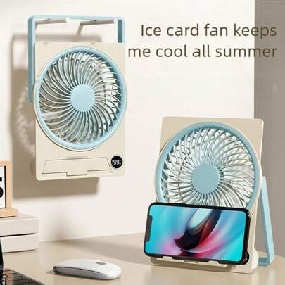 Rechargeable Desktop Fan, With 1800mAh Battery, 180° Foldable Design And Battery Level Display. This Ultra-Quiet Table Fan Is Suitable For Home, Office, Travel And Outdoor Use, With 6 Wind Speed Settings. | SHEIN