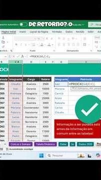 ✅Fazendo função PROCX no excel em um minuto! ✅Como puxar sem ordenar matriz tabela da planilha!